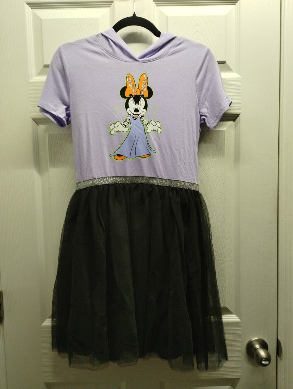 Disney NWT Girls XXL Minnie Mouse Halloween Hooded Tulle Purple & Black Dress
